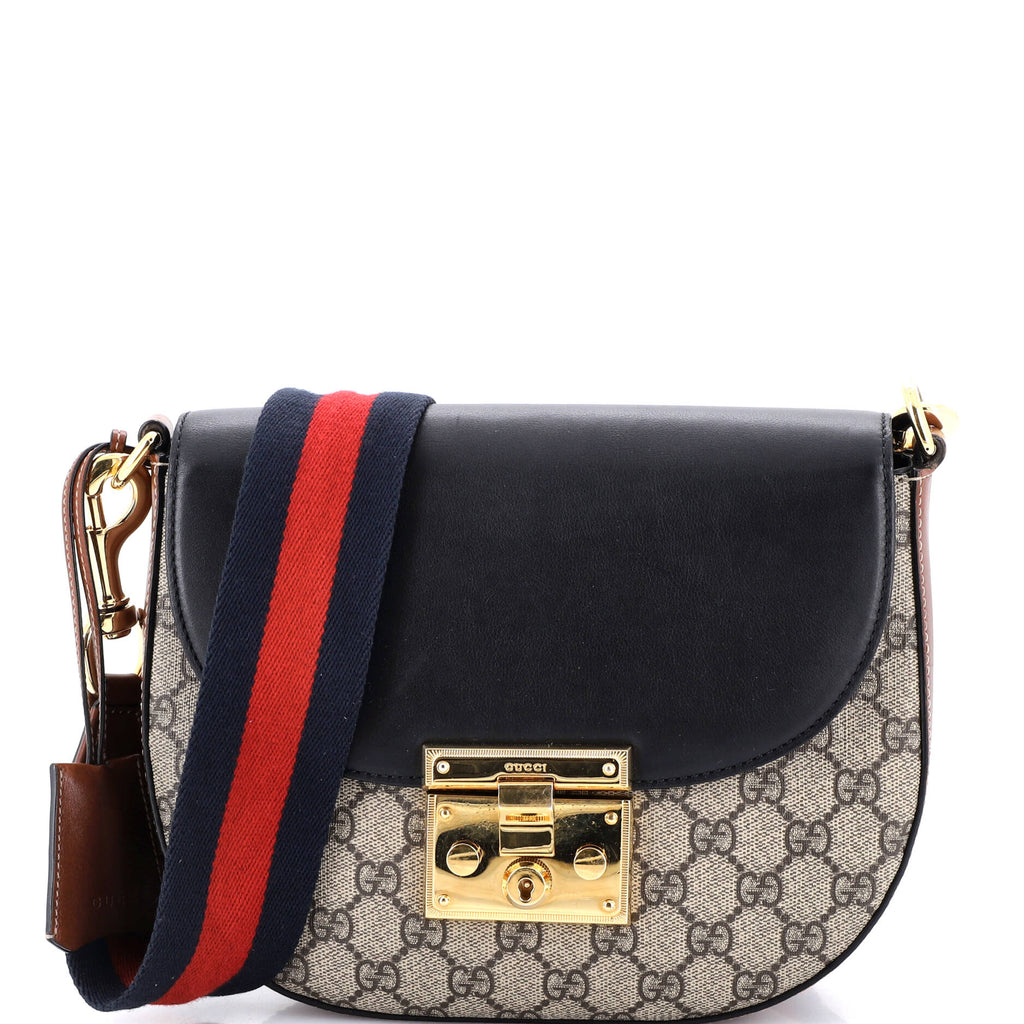 Padlock Saddle Shoulder Bag GG Coated Canvas and Leather Medium