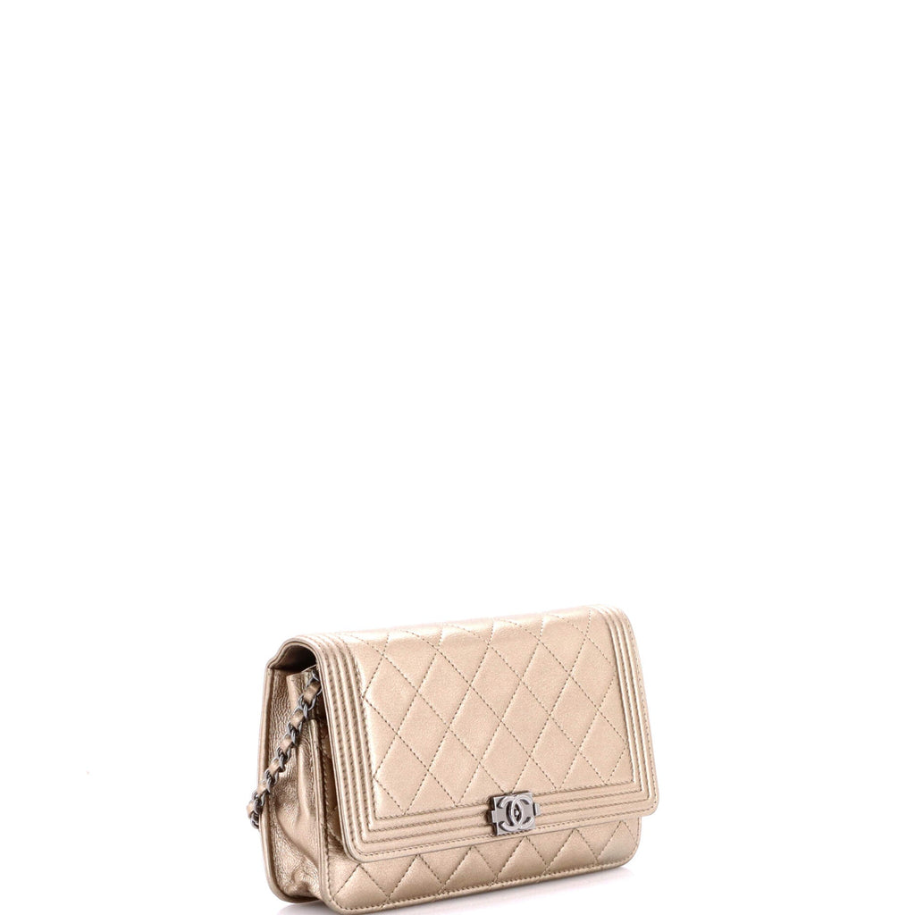 Boy Wallet on Chain Quilted Metallic Calfskin