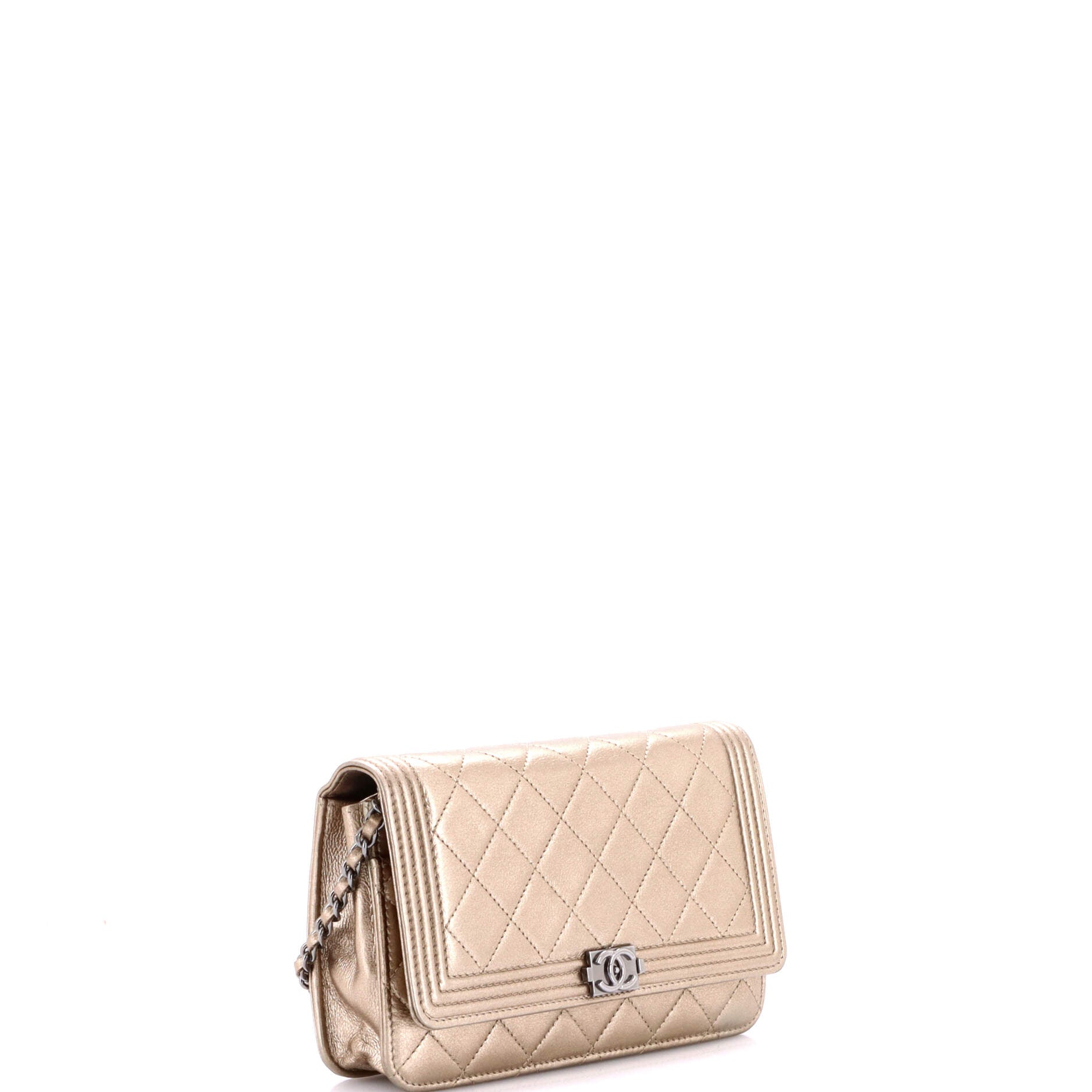 Boy Wallet on Chain Quilted Metallic Calfskin