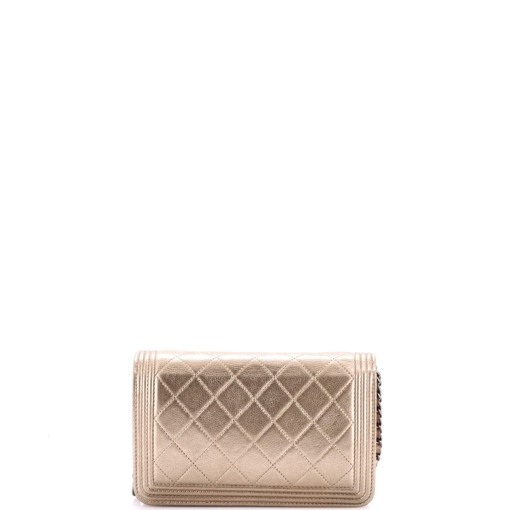 Boy Wallet on Chain Quilted Metallic Calfskin