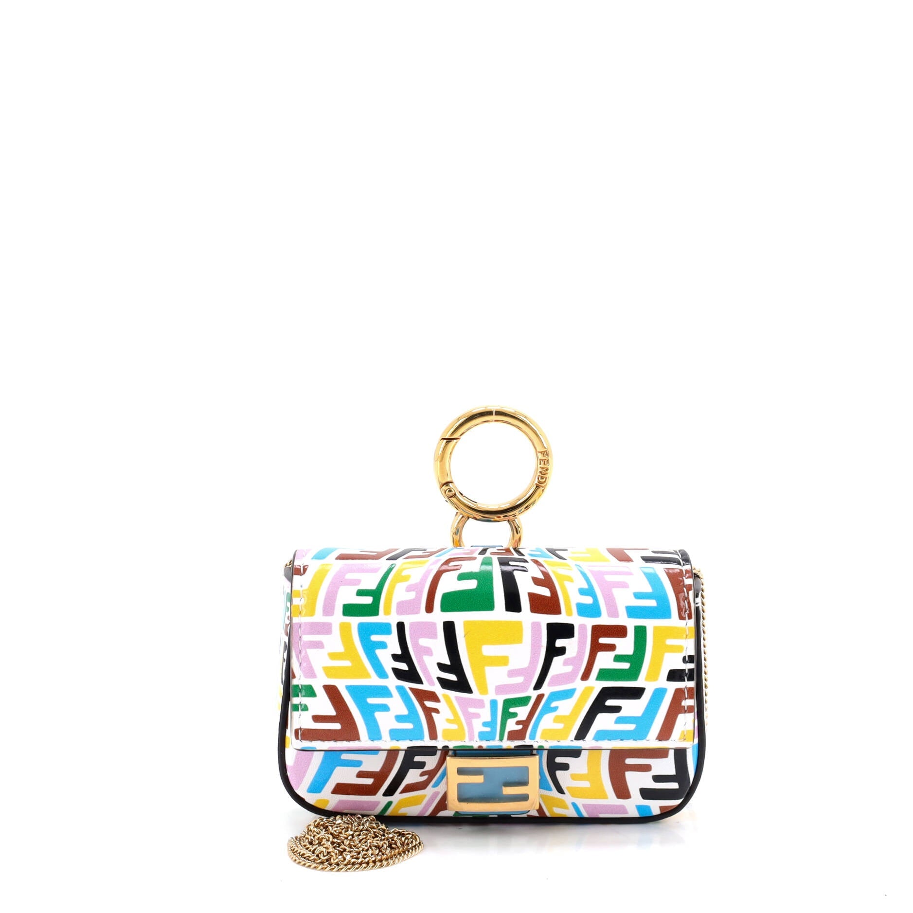 Chain Baguette Charm Bag Vertigo Zucca Leather Nano