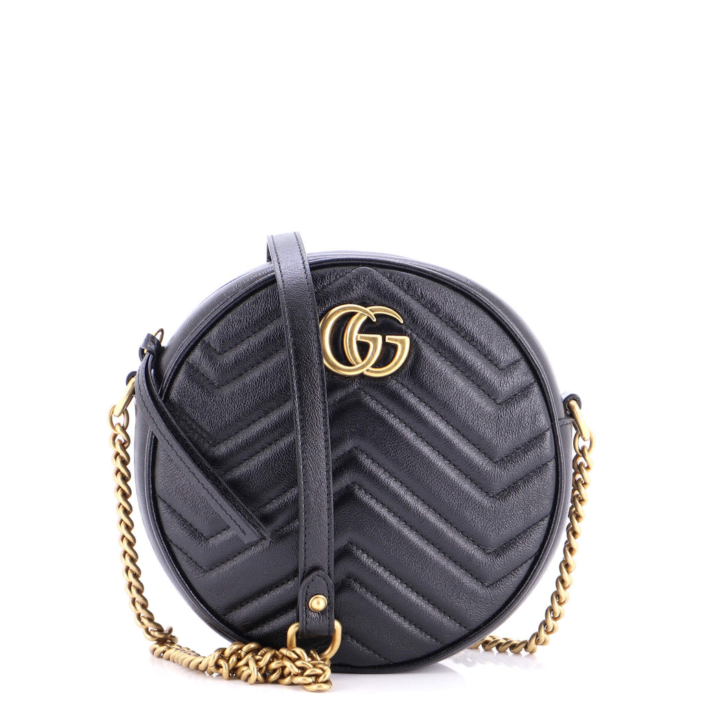 GG Marmont Round Shoulder Bag Matelasse Leather Mini