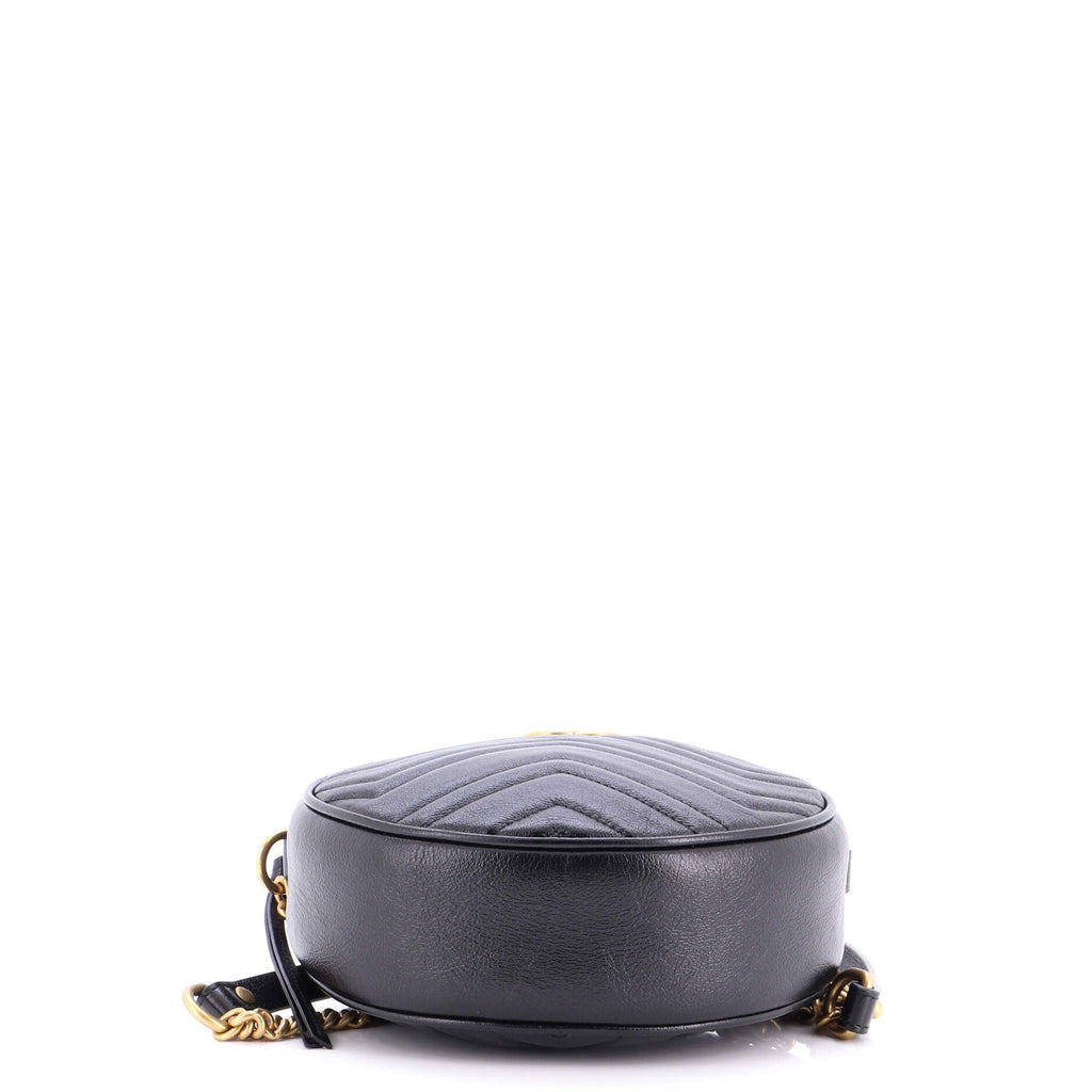 GG Marmont Round Shoulder Bag Matelasse Leather Mini