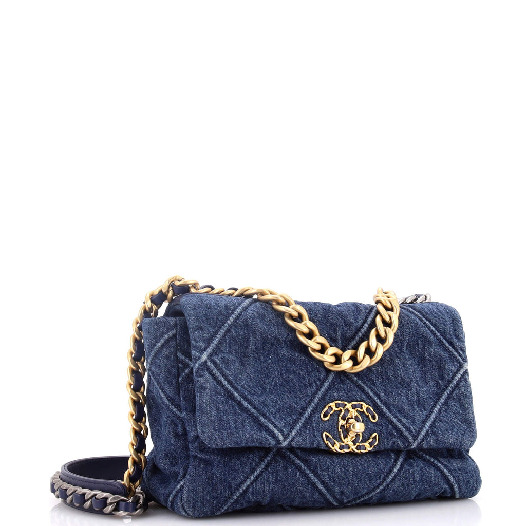19 Flap Bag Quilted Denim Medium