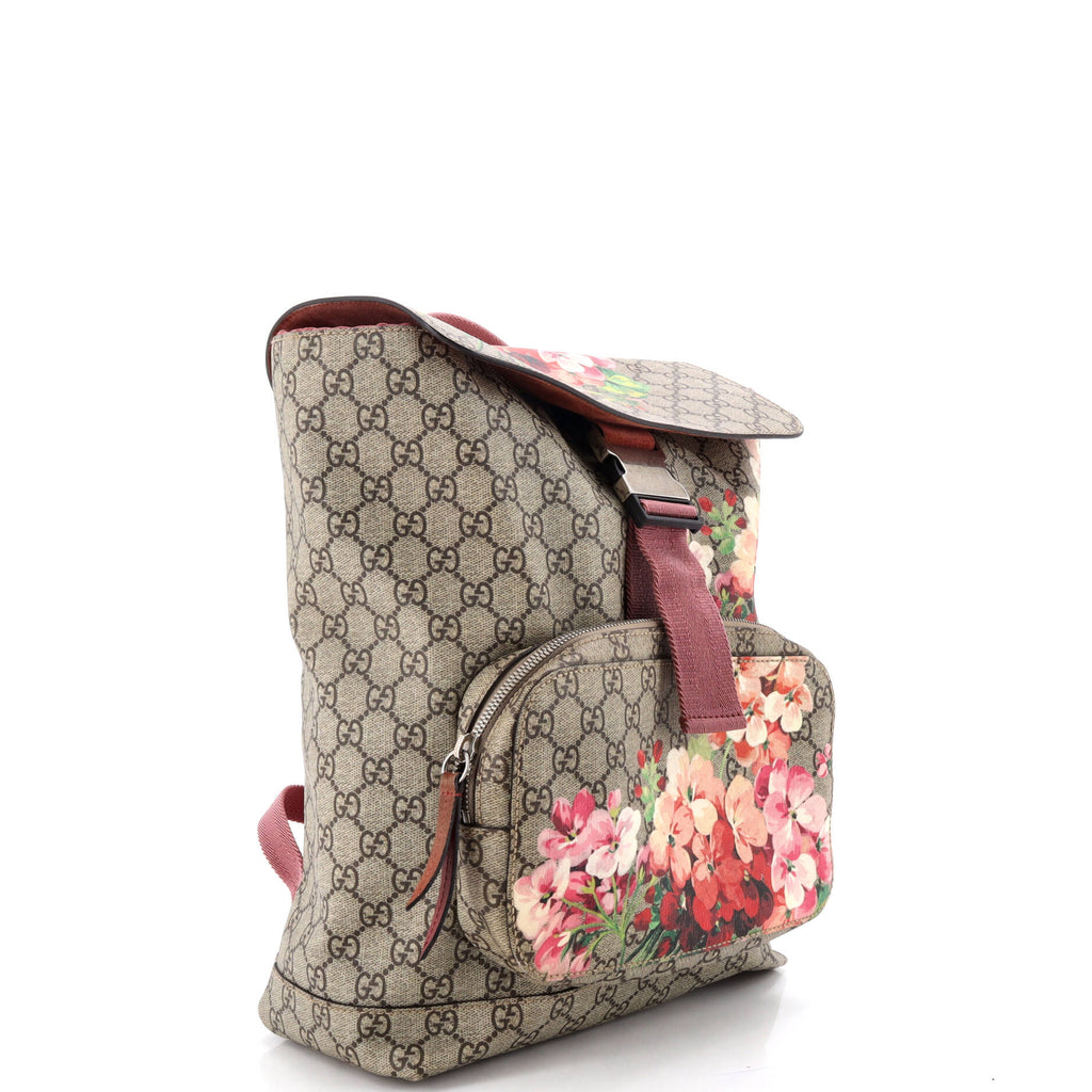 Buckle Backpack Blooms Print GG Coated Canvas Medium