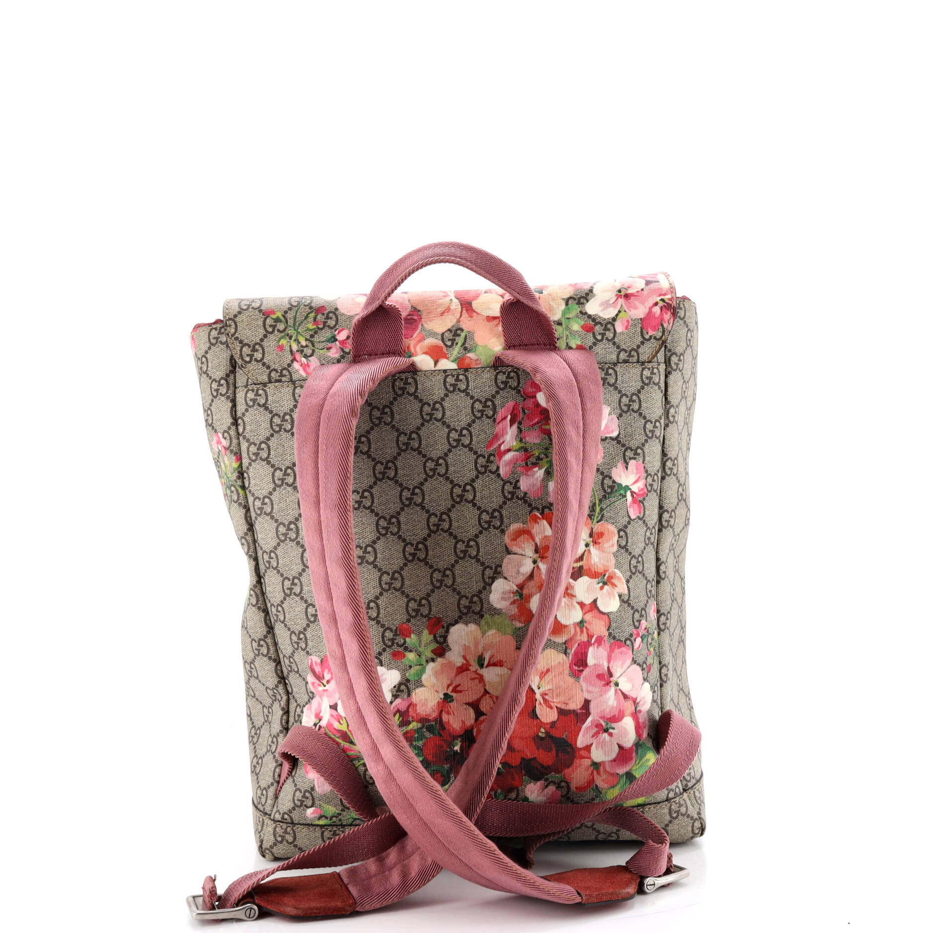 Buckle Backpack Blooms Print GG Coated Canvas Medium