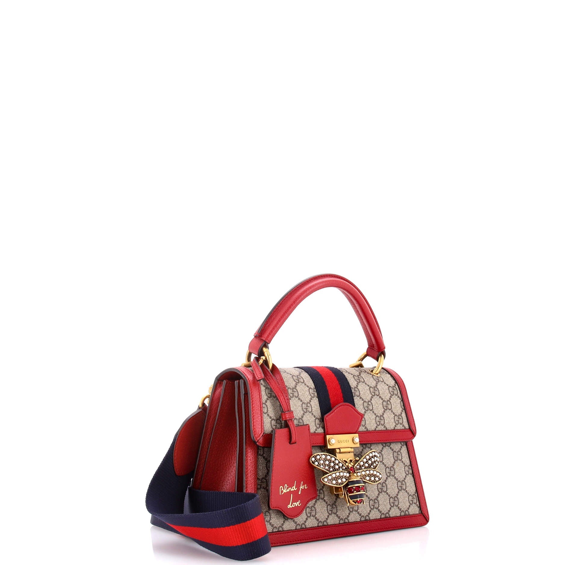 Queen Margaret Top Handle Bag GG Coated Canvas with Leather Small
