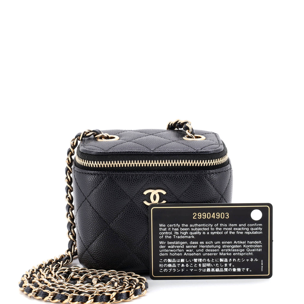 Classic Vanity Case with Chain Quilted Caviar Mini