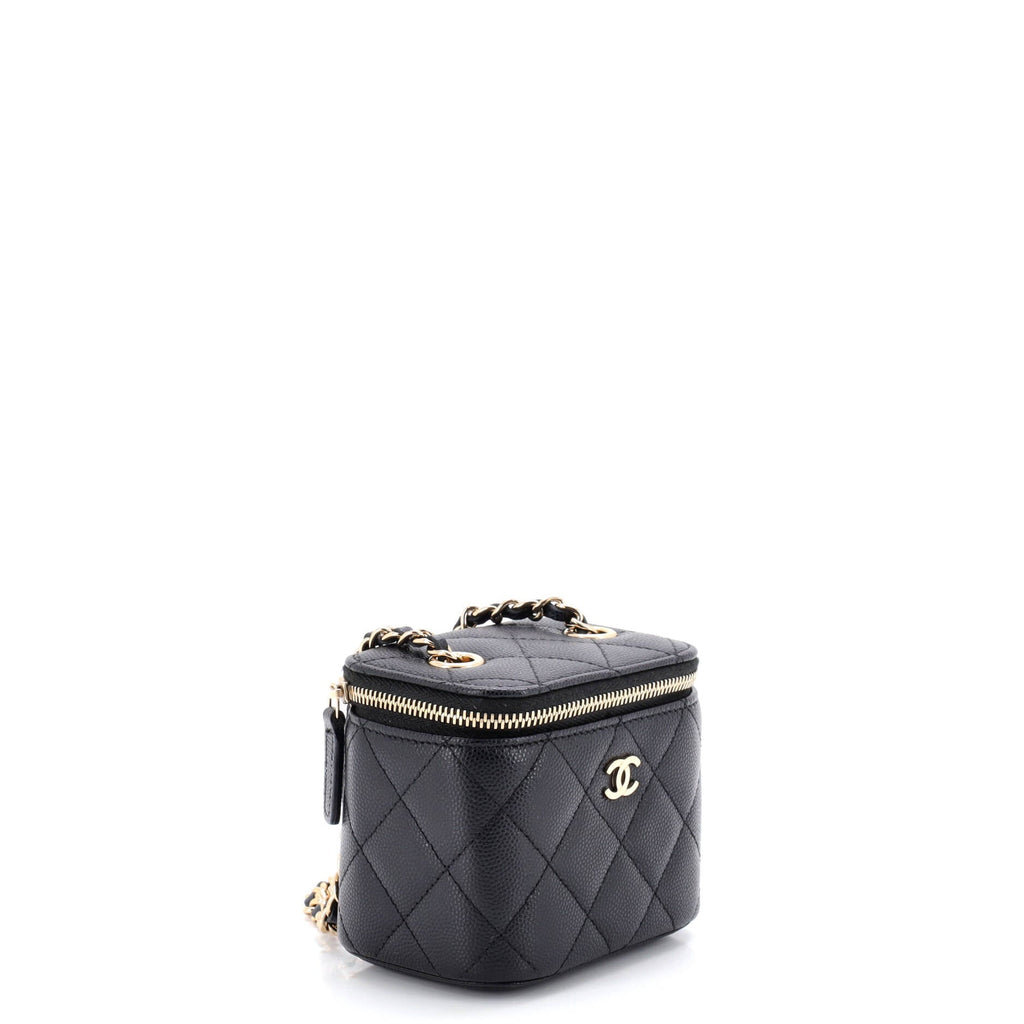 Classic Vanity Case with Chain Quilted Caviar Mini