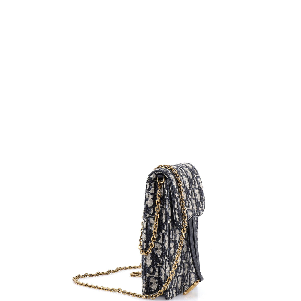 Vertical Saddle Chain Pouch Oblique Canvas