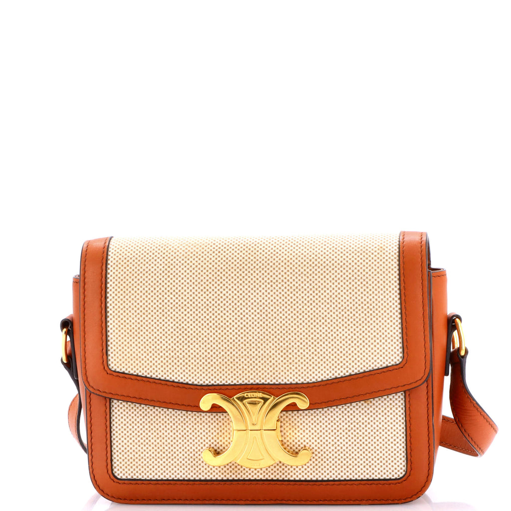 Triomphe Shoulder Bag Canvas with Leather Teen
