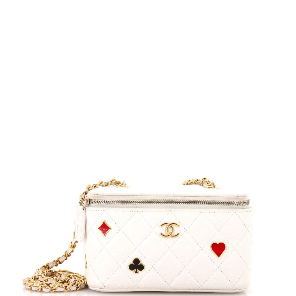 Coco Casino Vanity Case with Chain Quilted Caviar Small