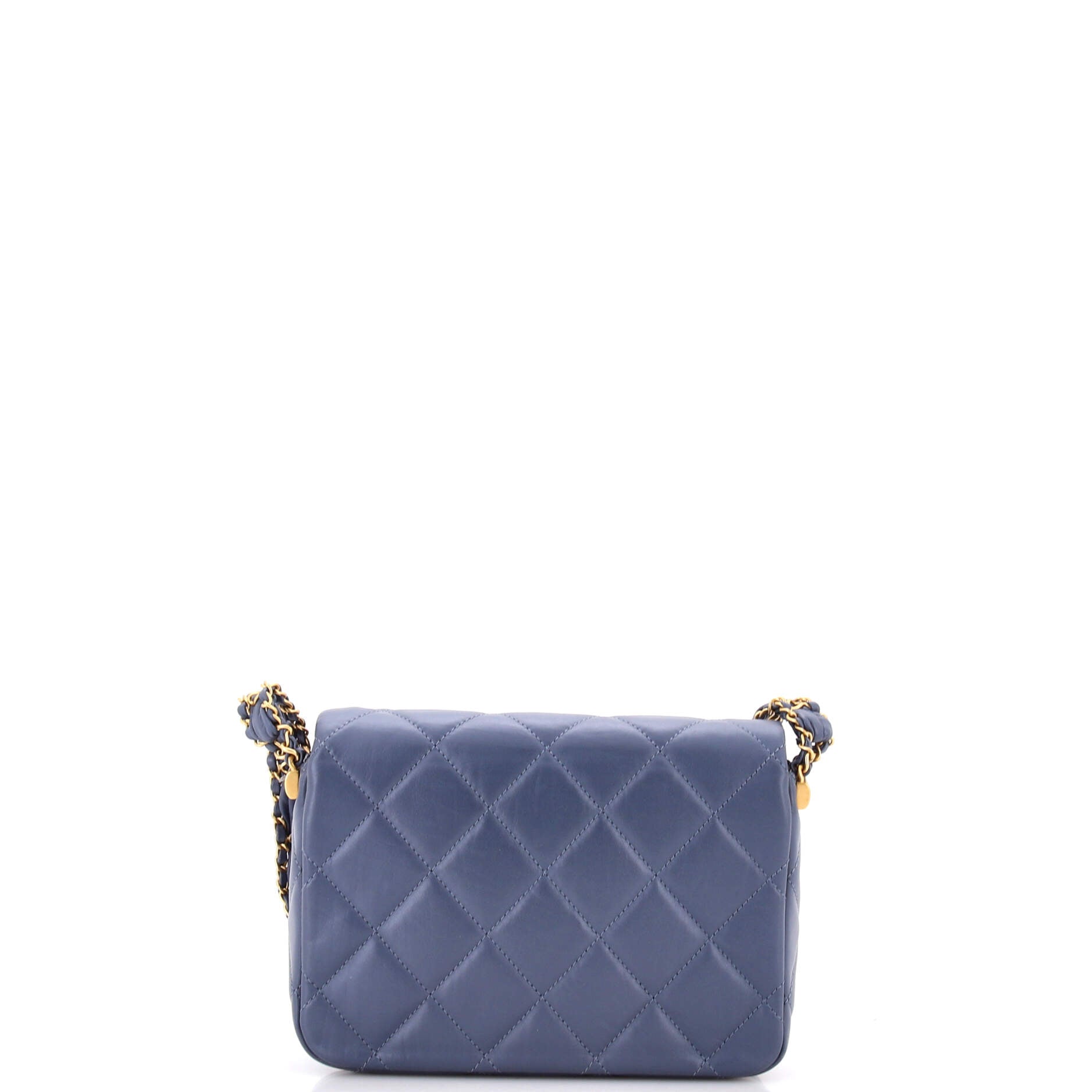 19 Braided Strap Flap Bag Quilted Aged Calfskin Small