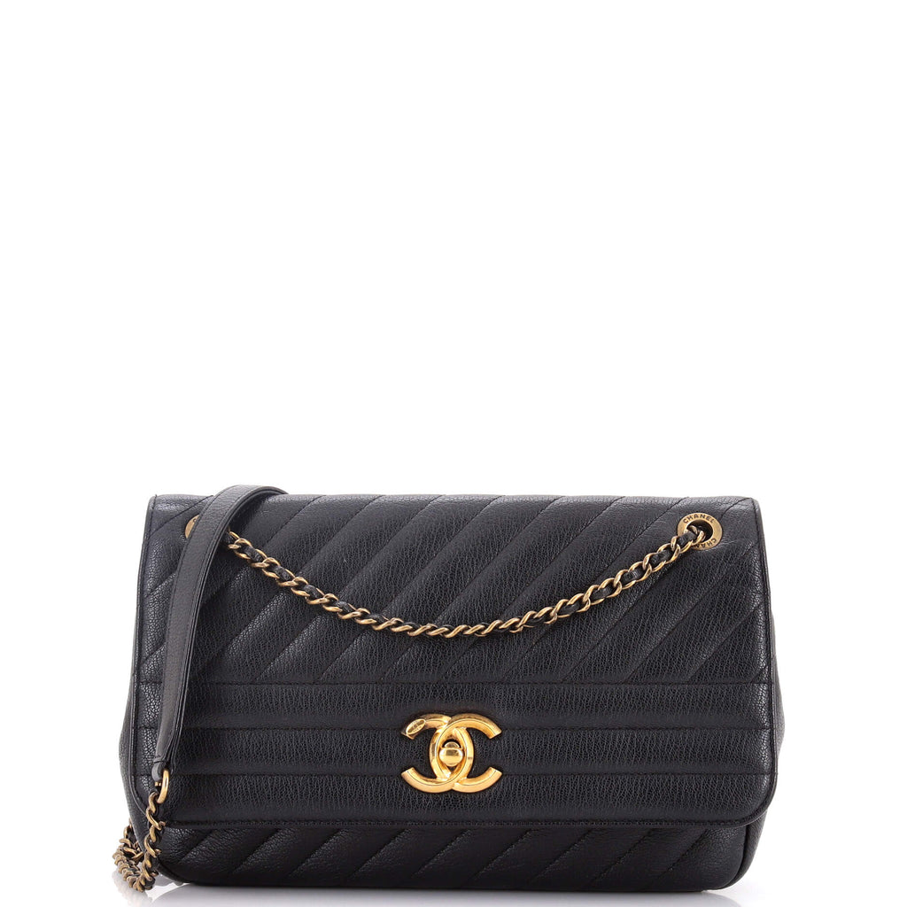 CC Flap Bag Diagonal Quilted Goatskin Medium