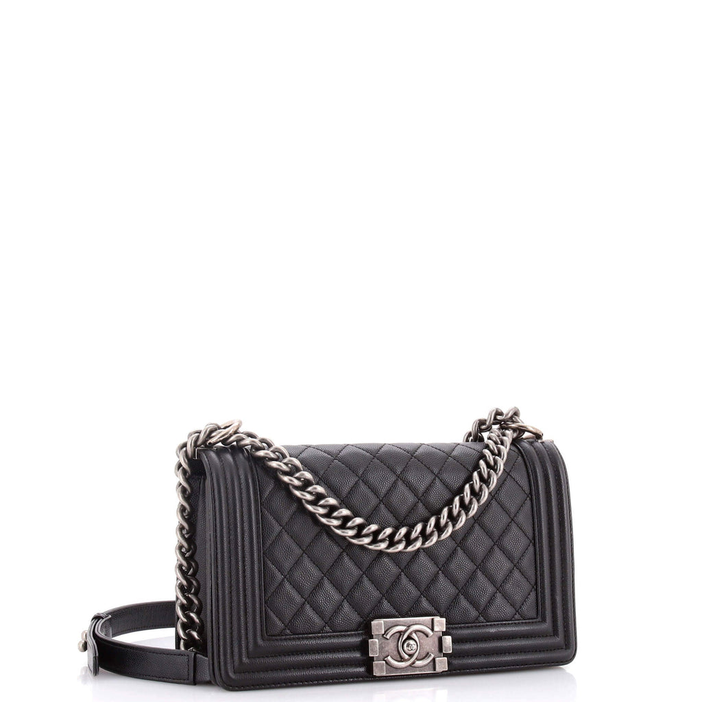 Boy Flap Bag Quilted Caviar Old Medium