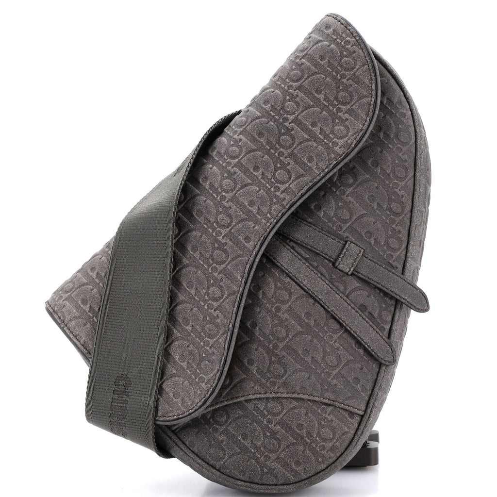 x Denim Tears Saddle Crossbody Bag Oblique Suede with Shearling