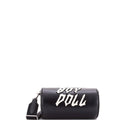 Cylinder Shoulder Bag Leather with Applique