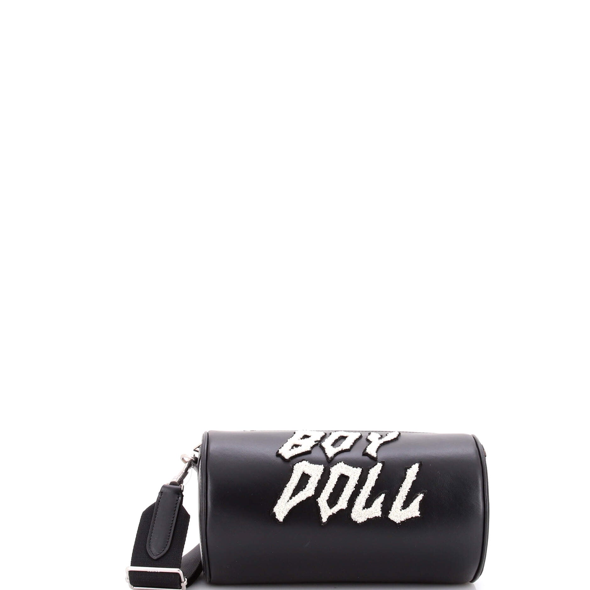 Cylinder Shoulder Bag Leather with Applique