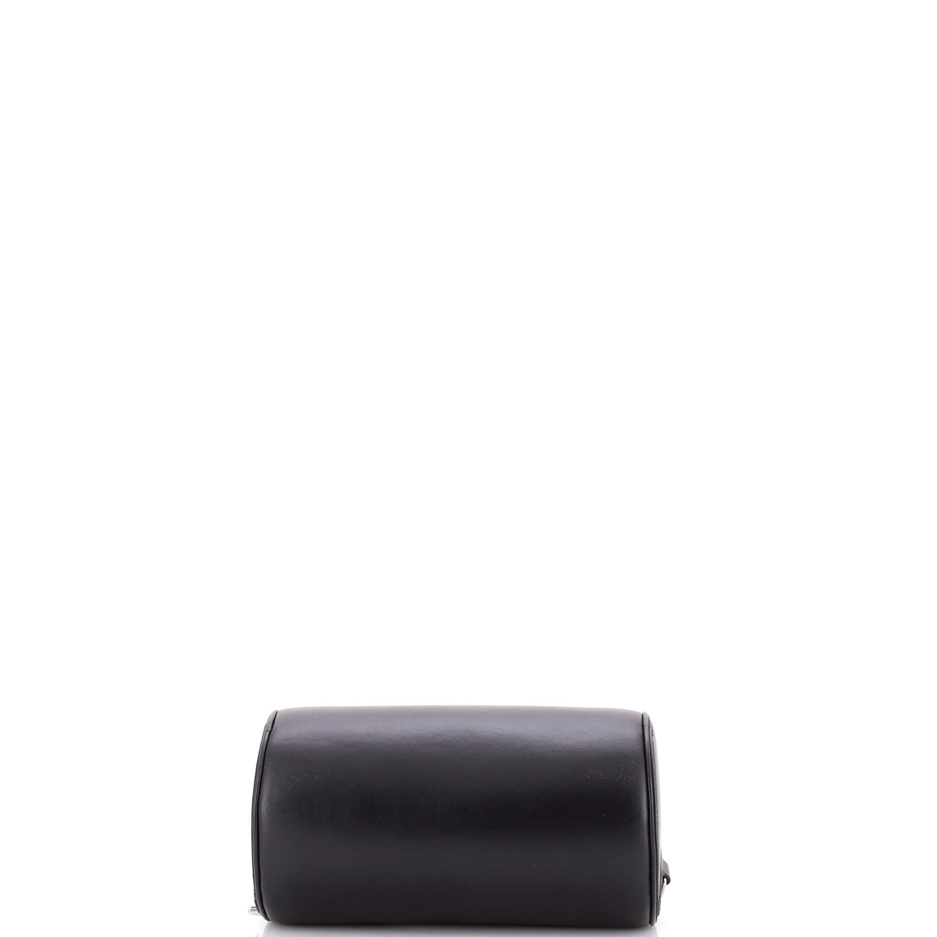 Cylinder Shoulder Bag Leather with Applique