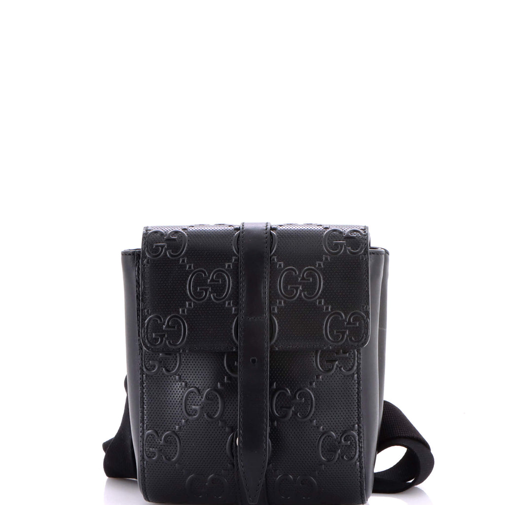 Double Belt Bag GG Embossed Perforated Leather