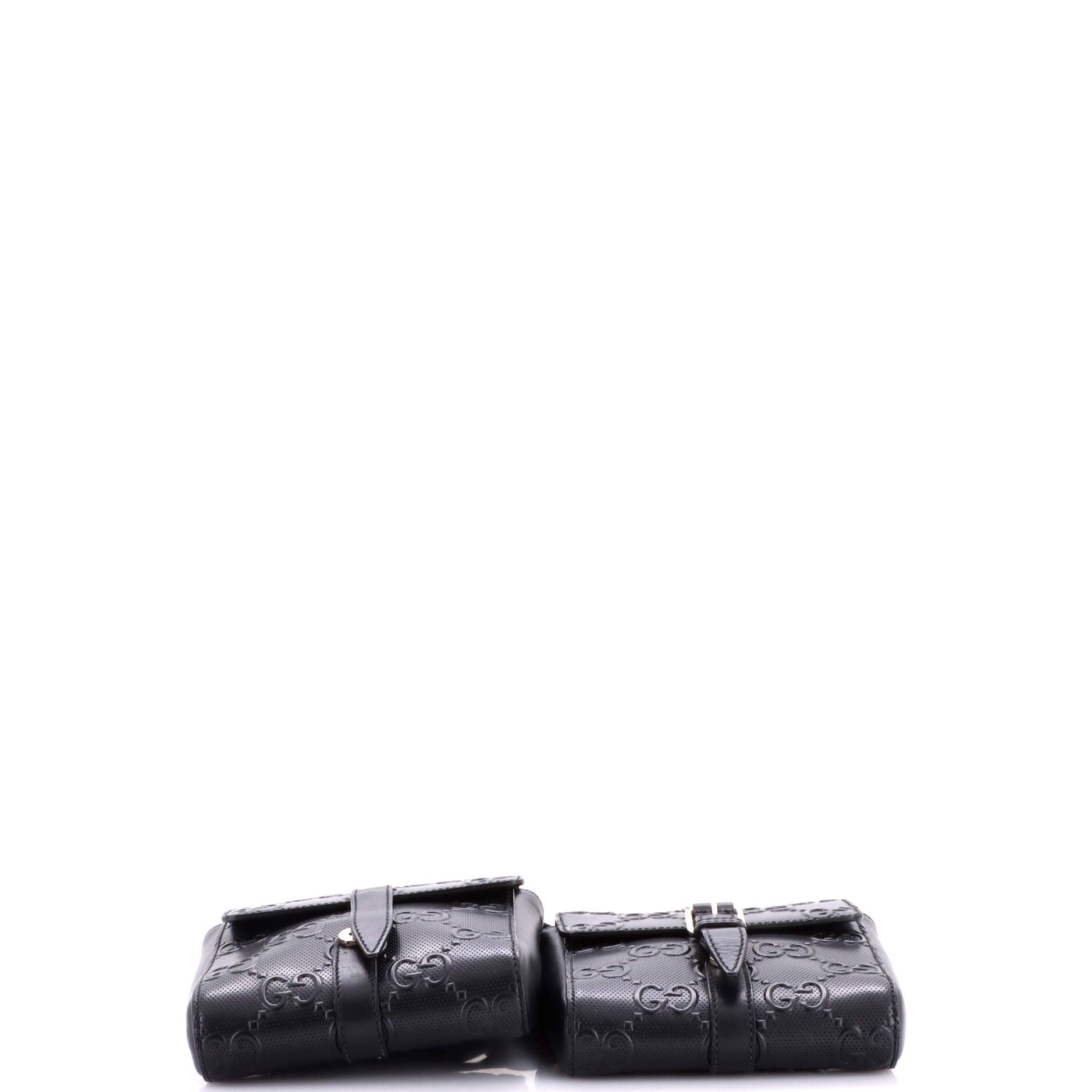 Double Belt Bag GG Embossed Perforated Leather