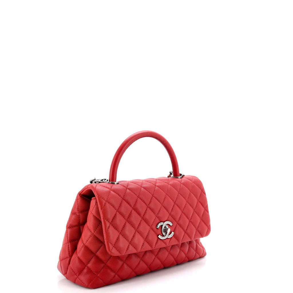 Coco Top Handle Bag Quilted Caviar Small