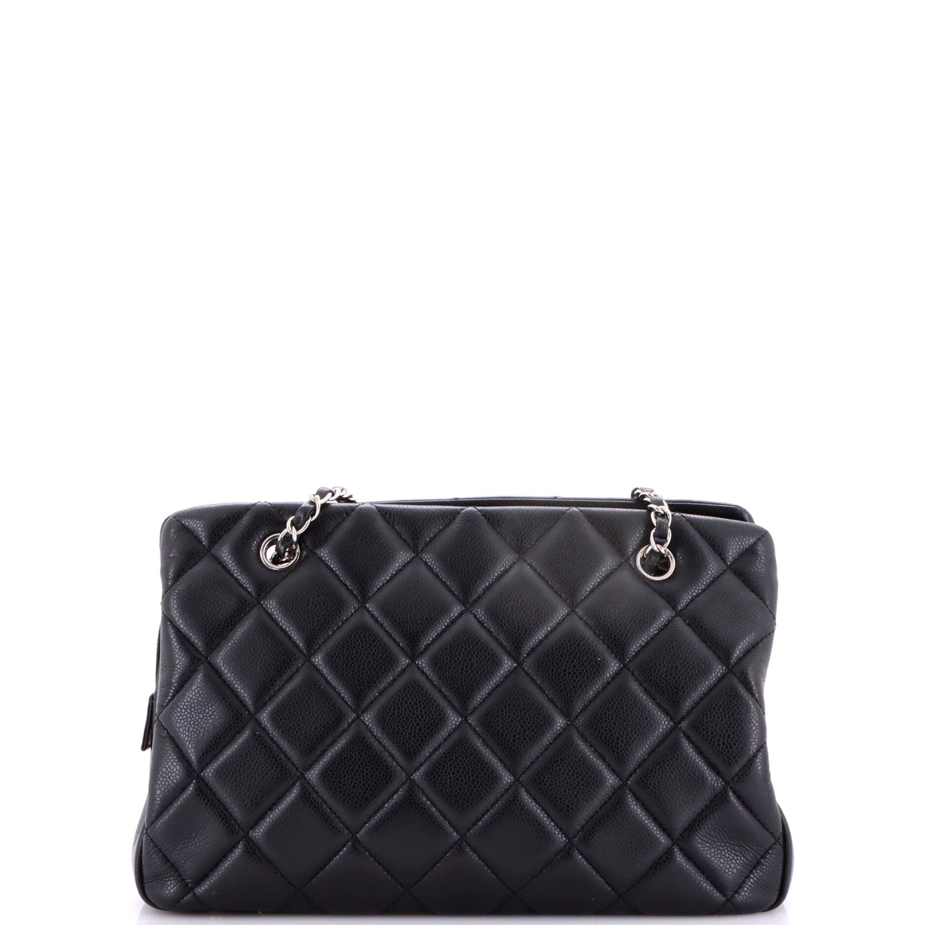 Timeless CC Shopping Tote Quilted Caviar Medium