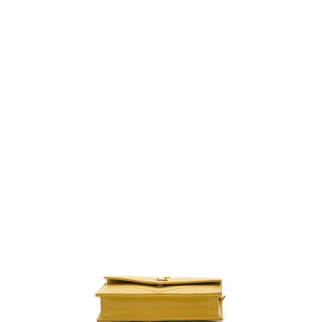 Classic Monogram Wallet on Chain Matelasse Chevron Leather Small