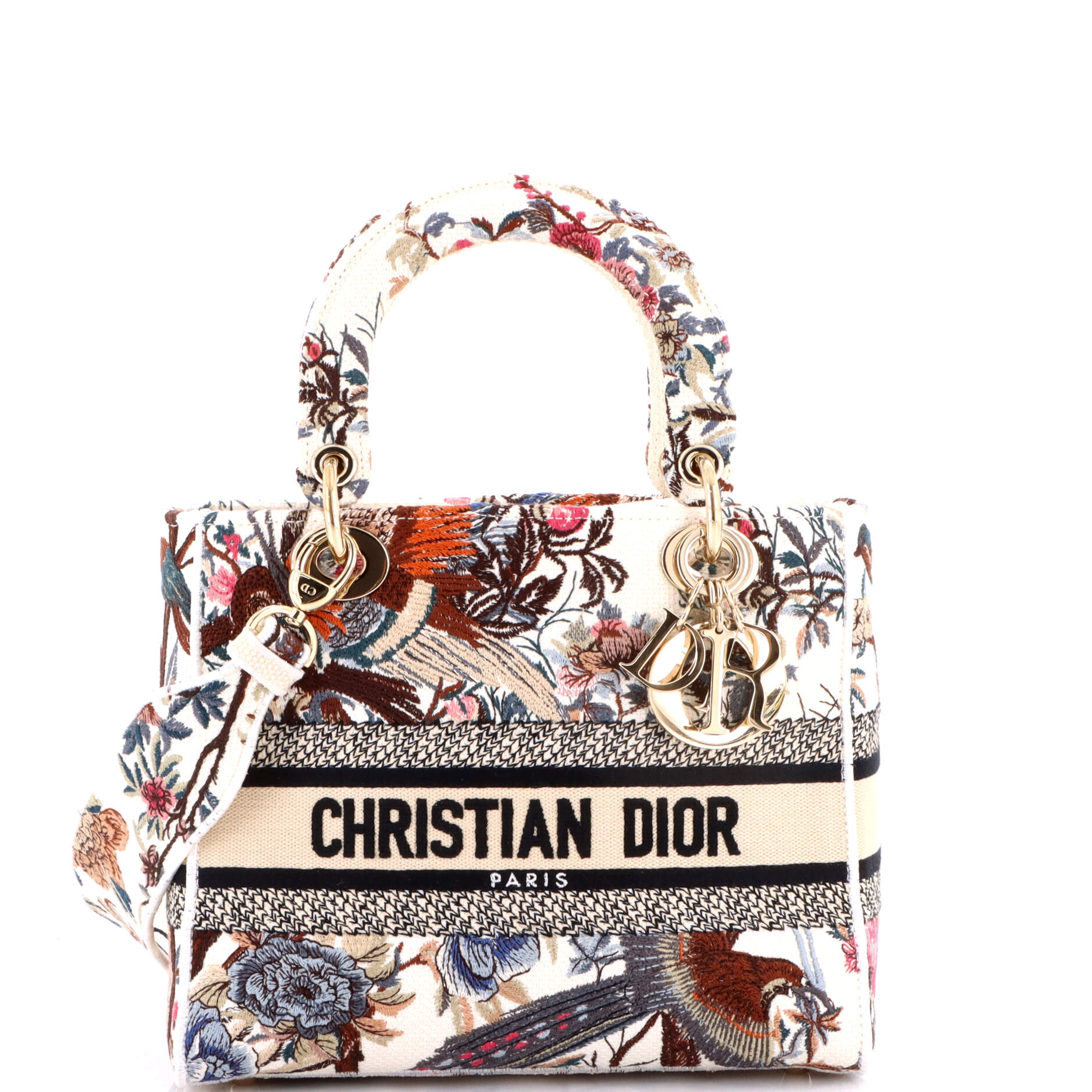 Lady D-Lite Bag Embroidered Canvas Medium