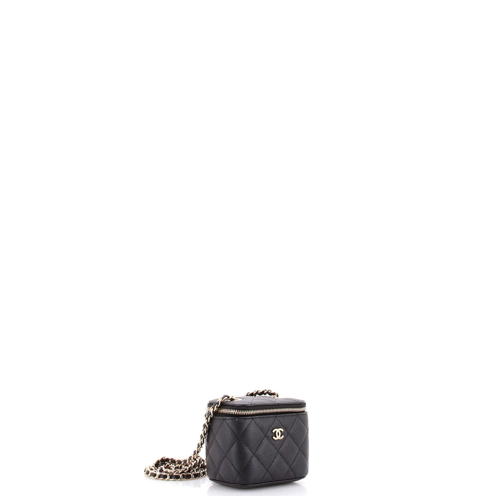 Classic Vanity Case with Chain Quilted Caviar Mini