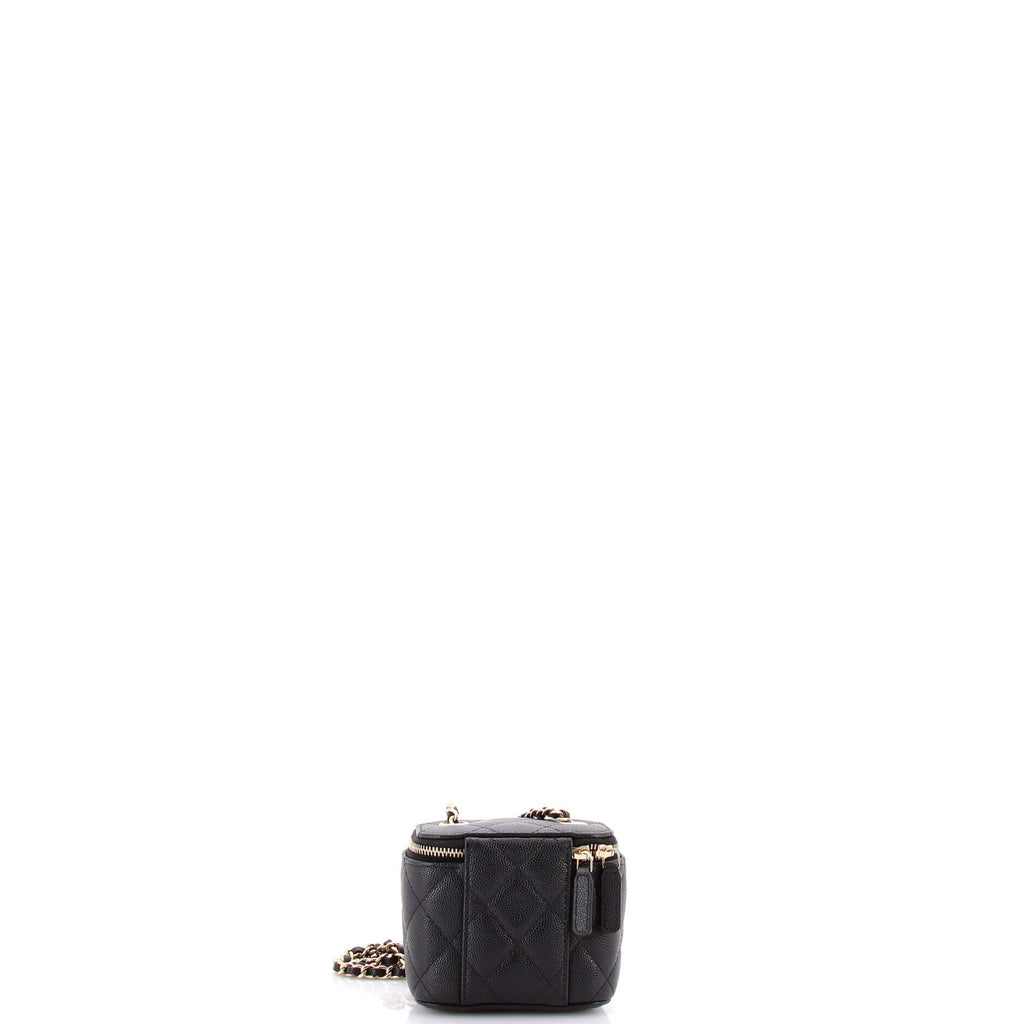 Classic Vanity Case with Chain Quilted Caviar Mini