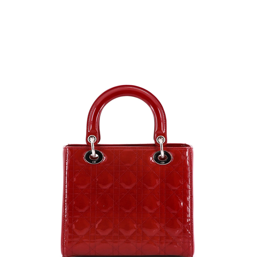 Lady Dior Bag Cannage Quilt Patent Medium
