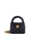 Kelly Top Handle Shopping Bag Quilted Shiny Aged Calfskin Nano