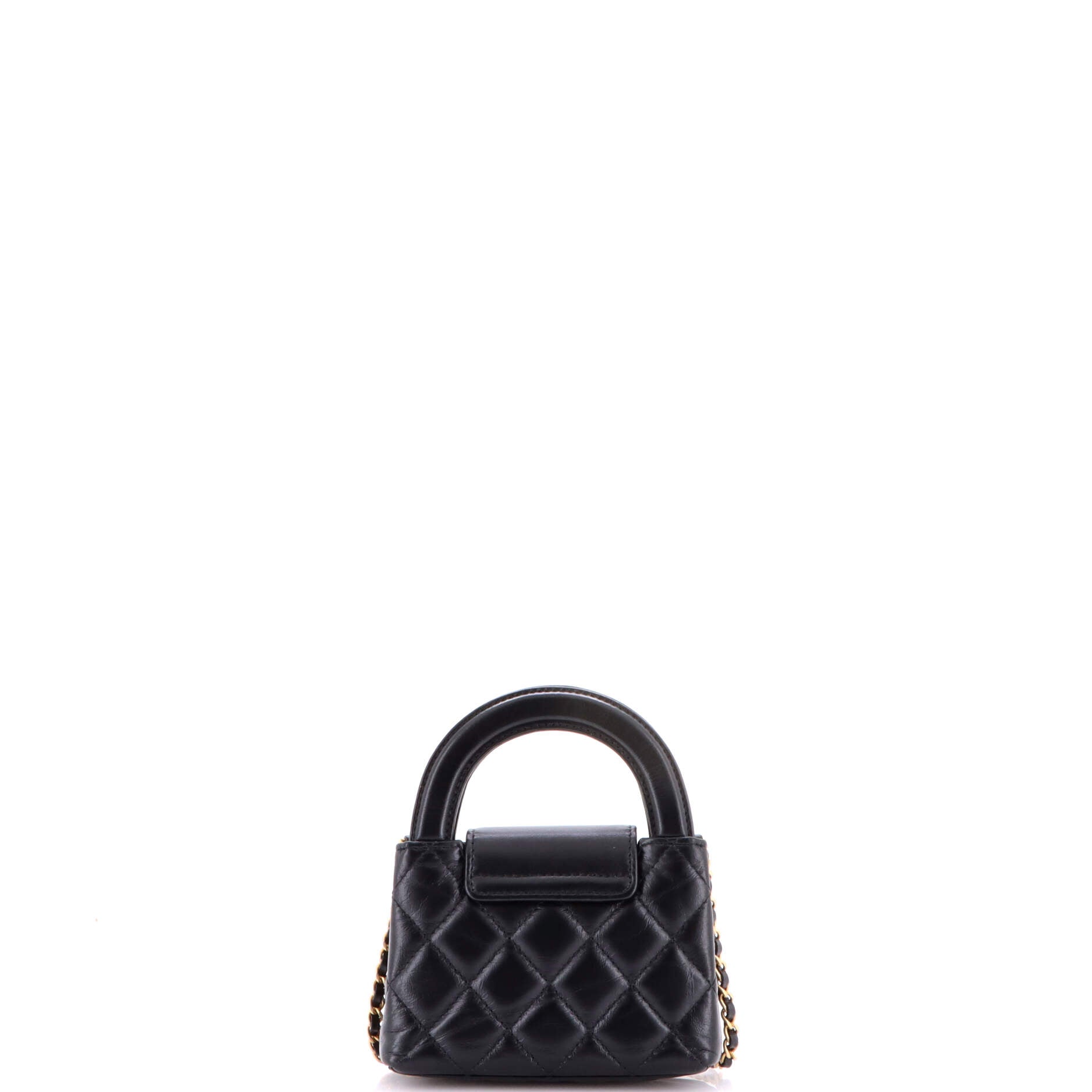 Kelly Top Handle Shopping Bag Quilted Shiny Aged Calfskin Nano
