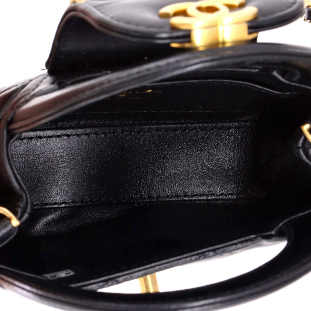 Kelly Top Handle Shopping Bag Quilted Shiny Aged Calfskin Nano