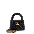 Kelly Top Handle Shopping Bag Quilted Shiny Aged Calfskin Nano