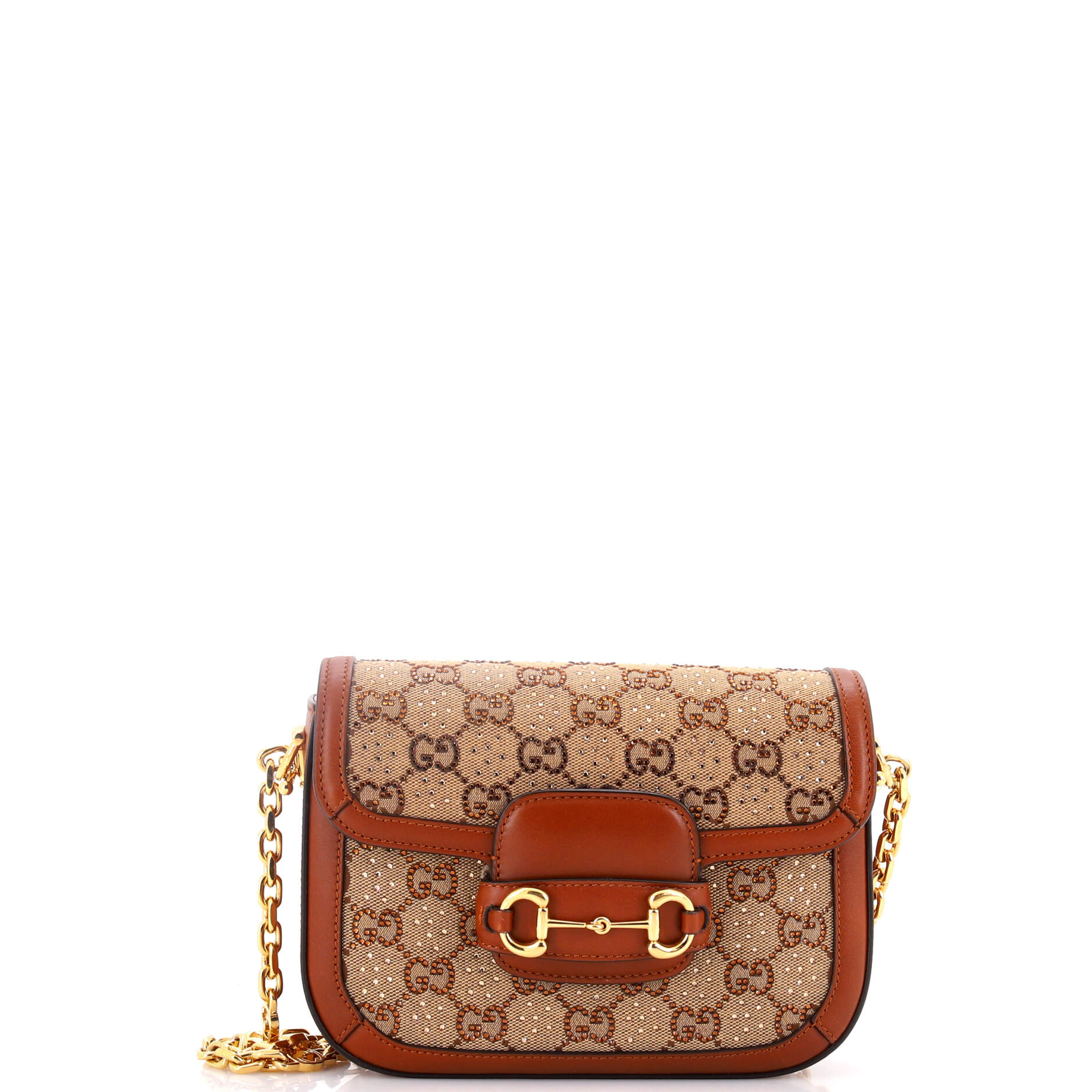 Horsebit 1955 Shoulder Bag Crystal Embellished GG Canvas Mini