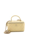 Classic Top Handle Vanity Case with Chain Quilted Lambskin Small