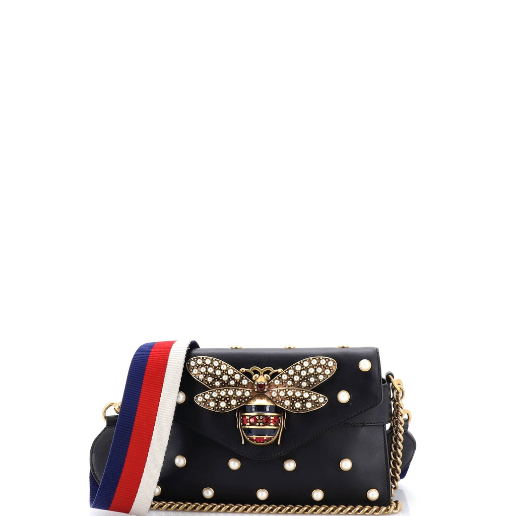 Broadway Pearly Bee Shoulder Bag Embellished Leather Mini