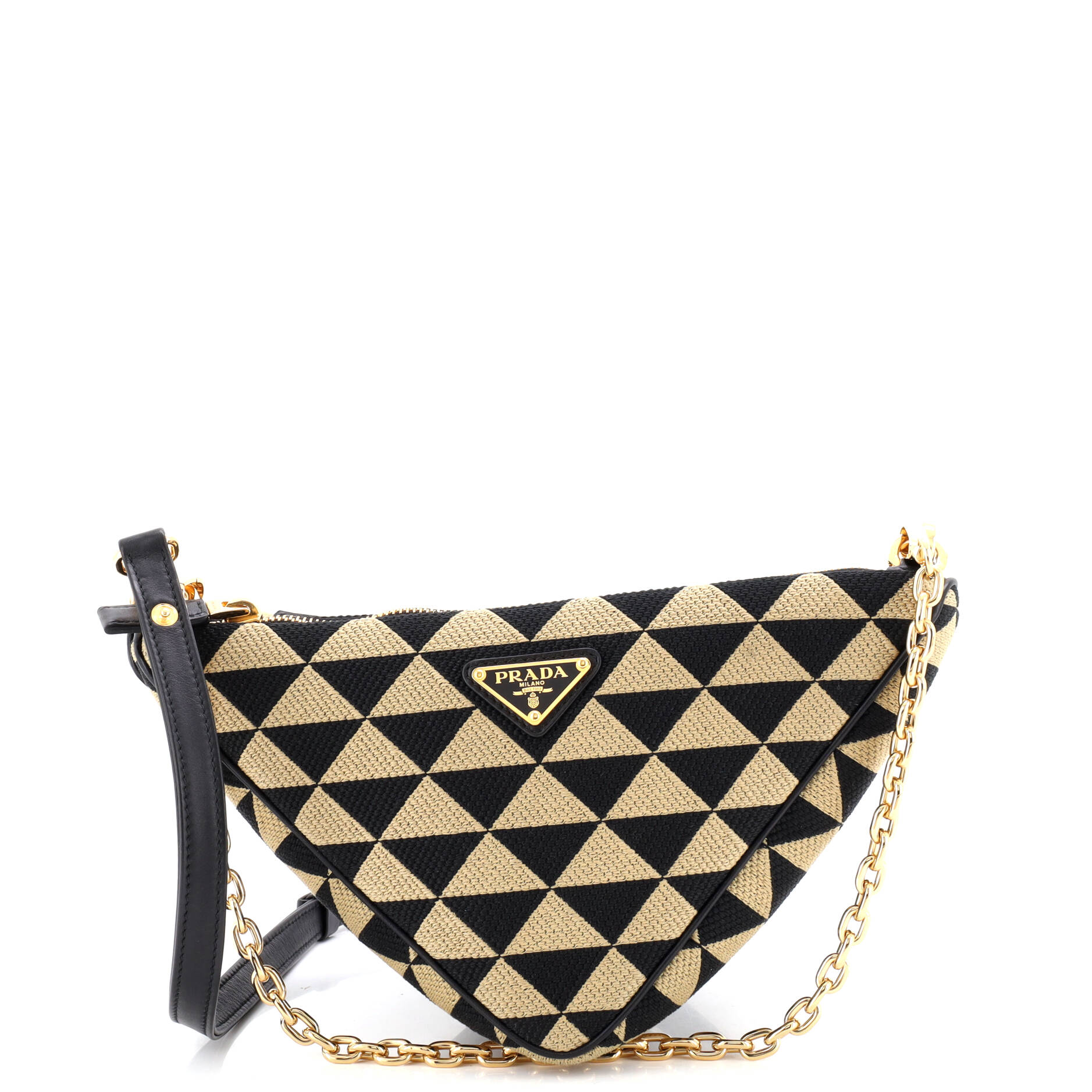 Symbole Triangle Bag Leather and Jacquard Mini