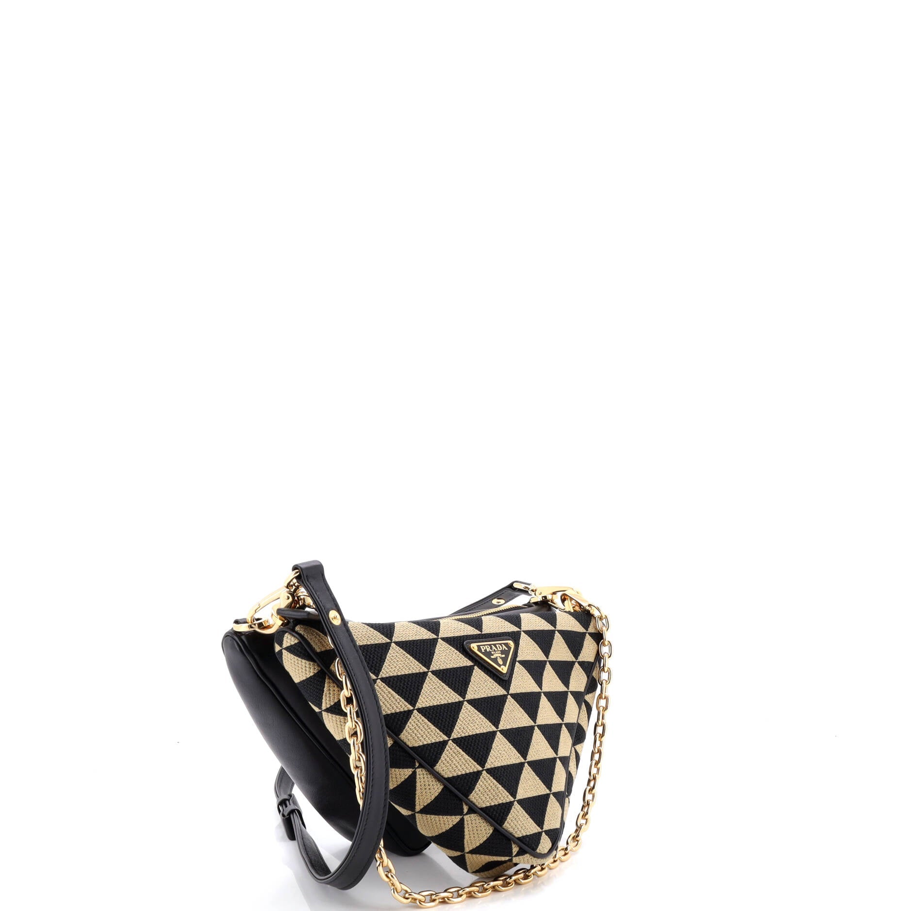 Symbole Triangle Bag Leather and Jacquard Mini