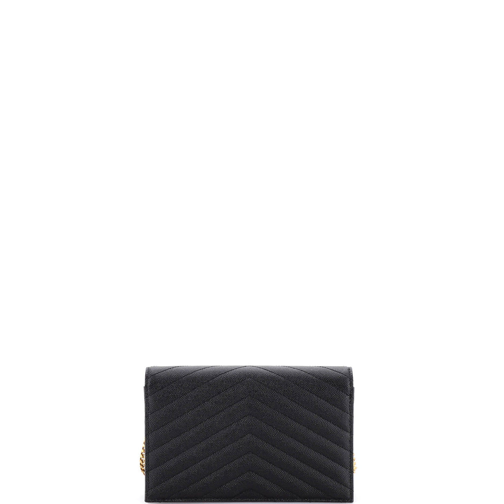 Classic Monogram Wallet on Chain Matelasse Chevron Leather Small