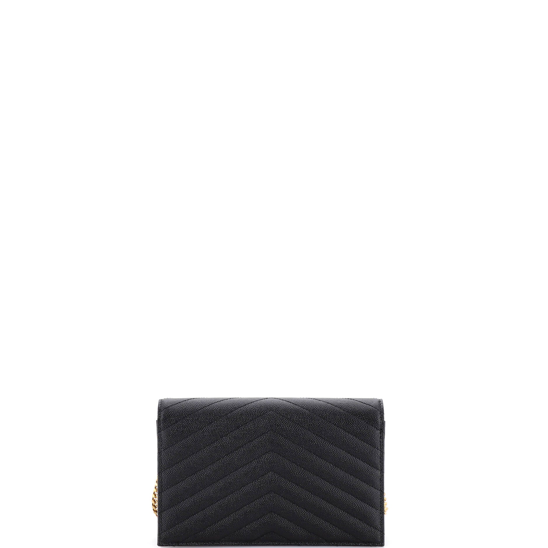 Classic Monogram Wallet on Chain Matelasse Chevron Leather Small