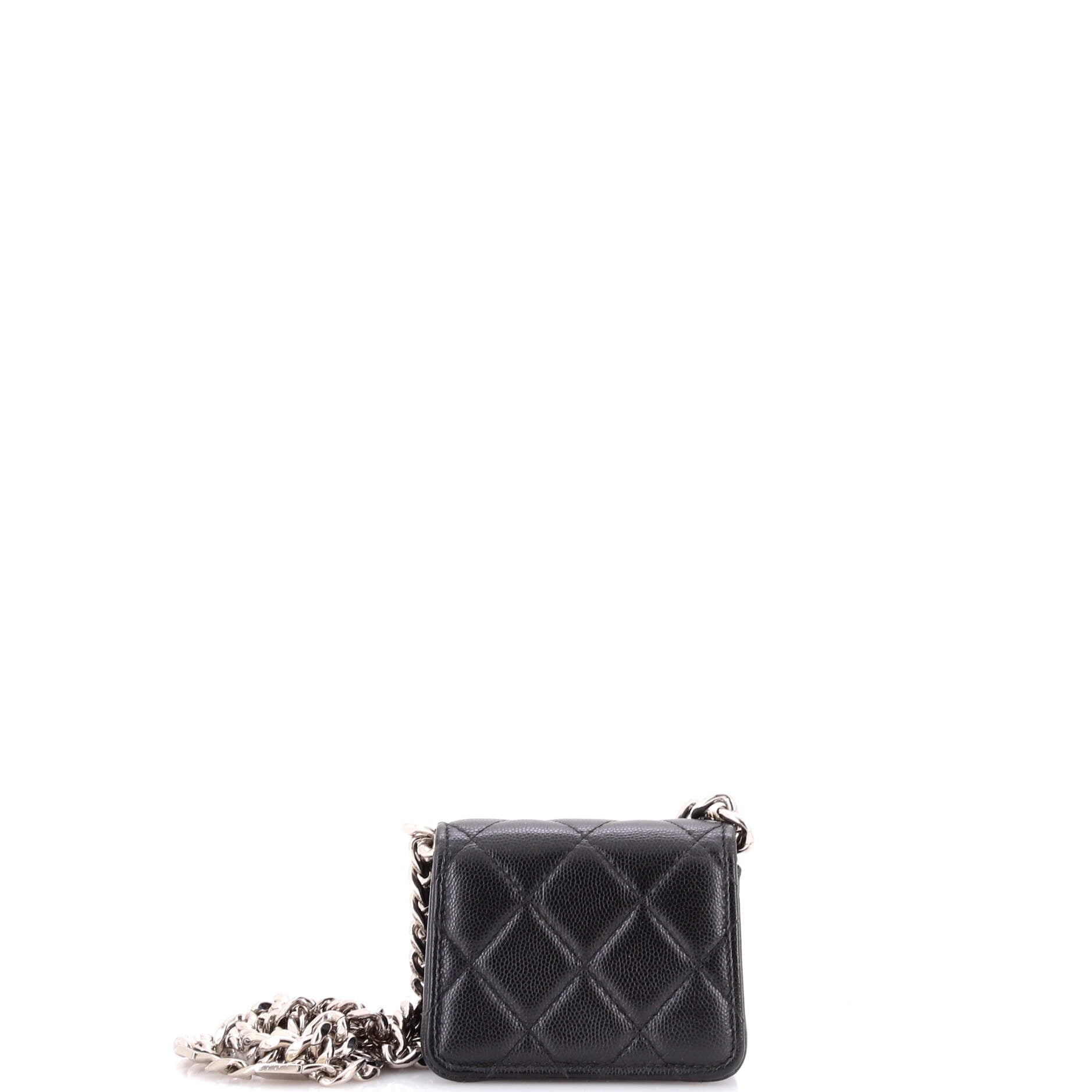 Coco Enamel Strap Flap Clutch with Chain Quilted Caviar Mini