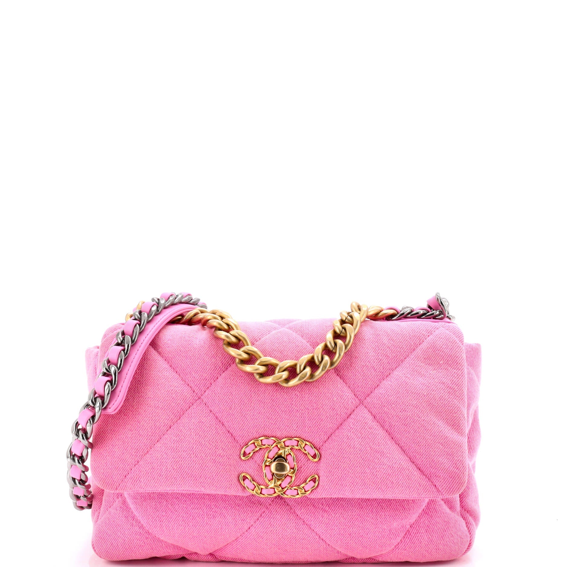 19 Flap Bag Quilted Denim Medium