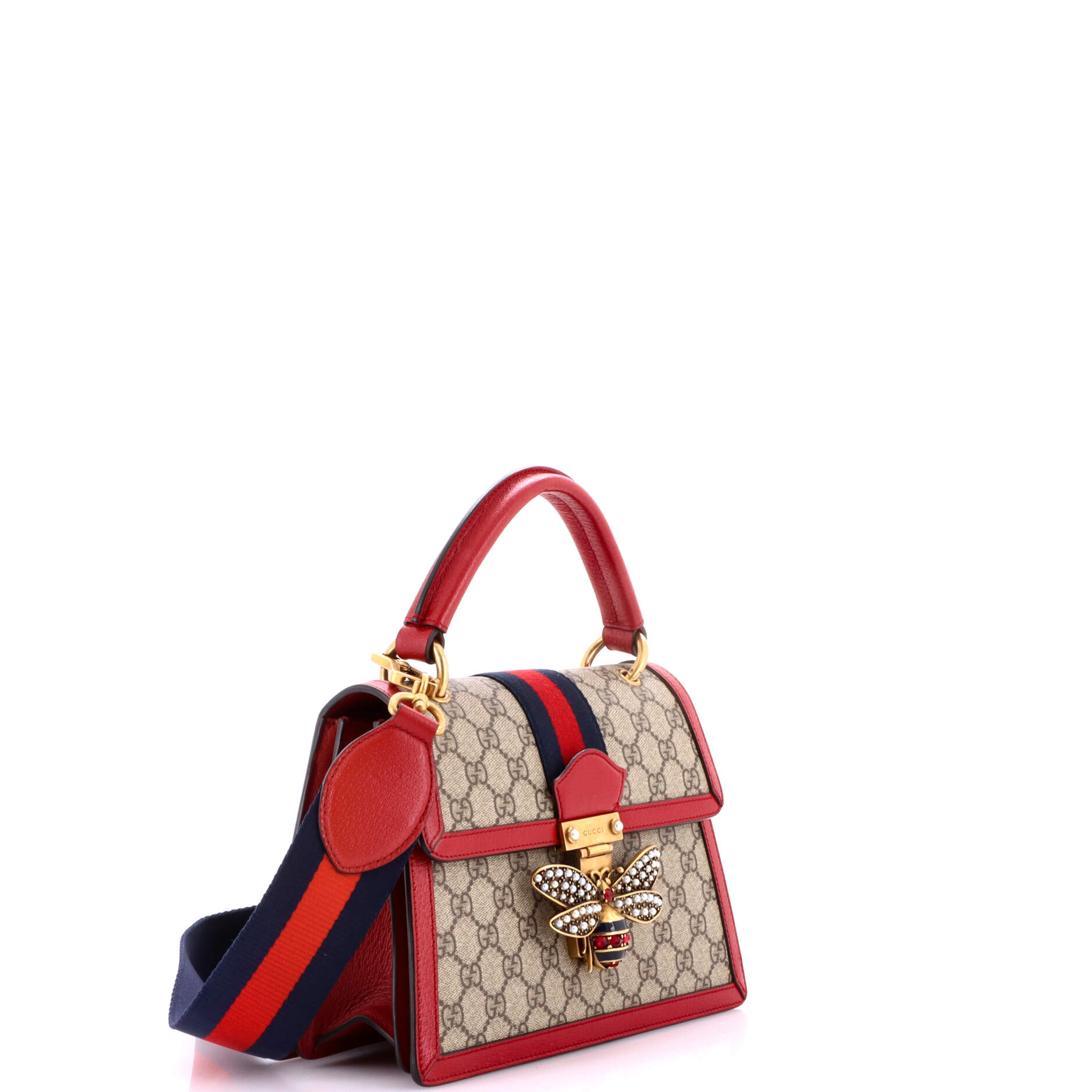 Queen Margaret Top Handle Bag GG Coated Canvas with Leather Small
