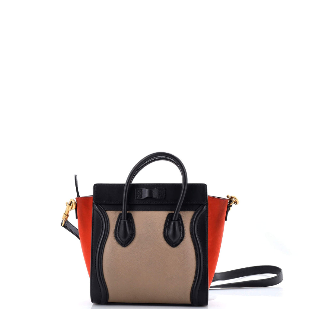 Tricolor Luggage Bag Leather Nano