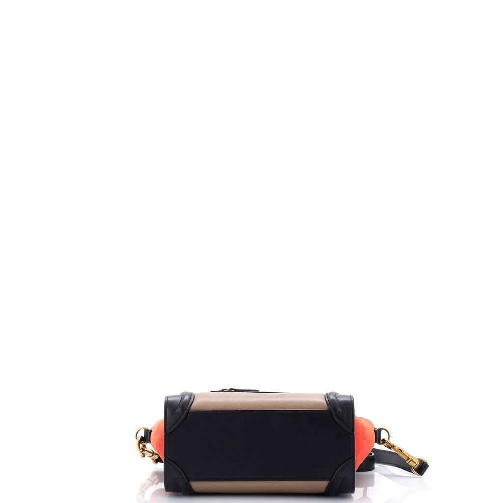 Tricolor Luggage Bag Leather Nano