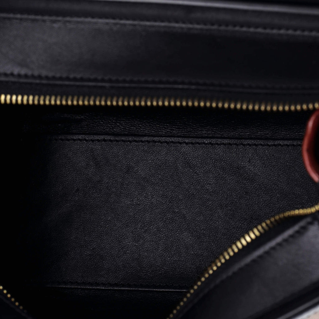 Tricolor Luggage Bag Leather Nano