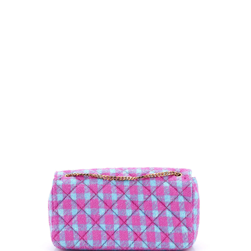 Medusa Icon Chain Flap Bag Quilted Tweed East West